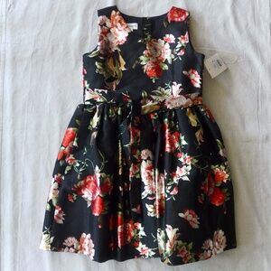 NWT Mia & Mimi Girls L (10-12) Satin Floral Dress with Crinoline